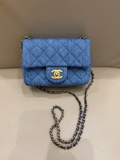 Chanel Square Classic Flap Bag Shoulder Bag Quilted Denim Blue [Duties Paid]