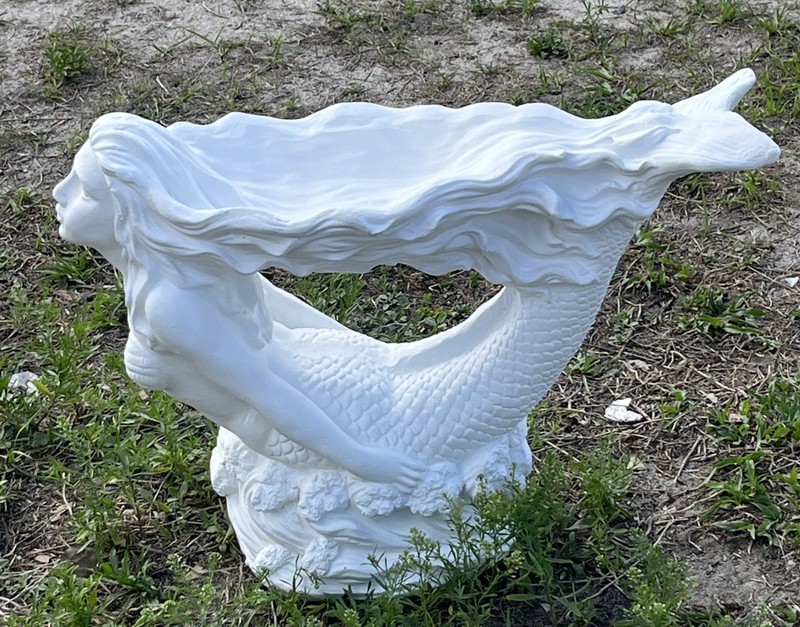 latex fiberglass mold Make Concrete Or Plaster 22 Inches Long Mermaid Birdbath 