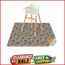 Baby Splat Mat for Under High Chair, 50.4 x 50.4 Inch Wipeable Splash Mat, Wa...