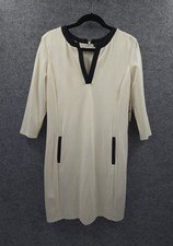 Lauren Ralph Lauren Dress Womens Medium Pockets Long Sleeve Lined Cream Midi NWT