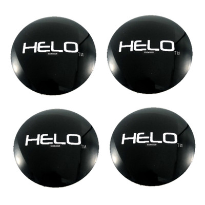 Helo Wheel Center Cap Logo 3.5'' Dia Gloss Black w/ Adhesive Back for 5 & 6 Lug