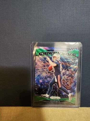 2024 Panini Prizm - Fireworks Drake Maye #22 Green Wave Prizm (RC) SP