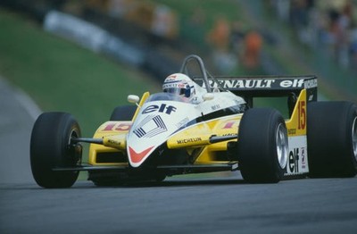 French racing driver Alain Prost drives Equipe Renault Elf Renault- Old Photo