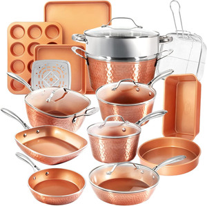 Hammered 20 Pc Ceramic Cookware Set Nonstick, PFOA PFOS Free