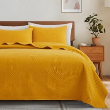 Lavsiry Mustard Yellow Quilt Twin Size Pillow Sham Summer Soft Geometric