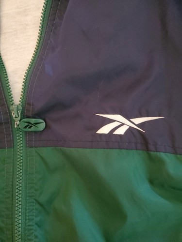 Reebok Vtg. 90's Windbreaker Men's Green~Navy~White Full Zip Nylon Sz. Large - Picture 8 of 18