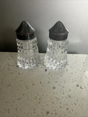 Vintage Waterford Crystal Hand-Cut Glass Salt and Pepper Shakers