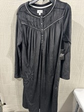 Aria Collection Nightgown Long Sleeve Velour Black Pockets New