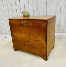 Antique Large Campaign Trunk Chest Blanket Box Storage Camphor Ottoman Linen