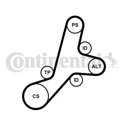 Kit cinghia trapezoidale multirighe con rullo tenditore 6PK1345K1 per FORD MAZDA