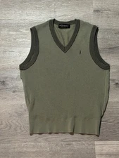 Vintage Yves Saint Laurent Our Homme YSL Sleeveless Sweater Vest 90cm Green Knit