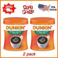 2 pack Dunkin Decaf Medium Roast Ground Coffee, 30 oz Canister FREESHIPPING