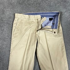 J Crew Chino Pants Mens 32x32 Bowery Slim Fit Chino Pants Khaki Tan Flat Front