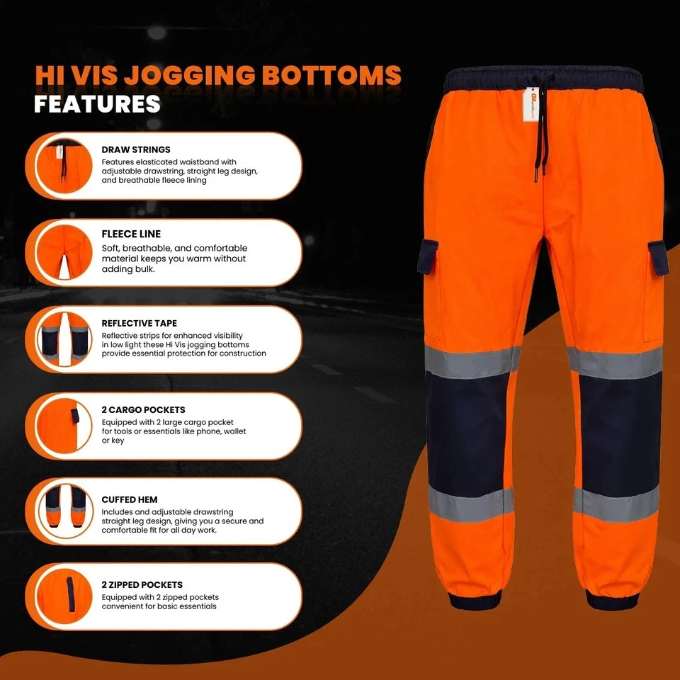 Hi-vis cargo joggers reflective visibility