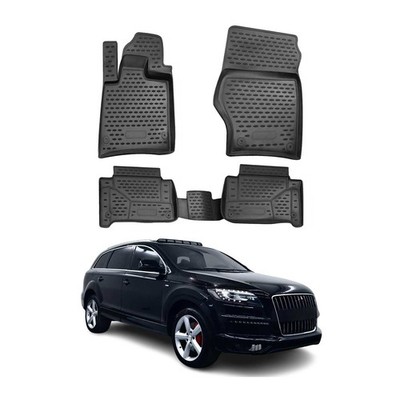 OMAC Floor Mats Liner for Audi Q7 1.gen 2007-2015 Black TPE All-Weather 4 Pcs