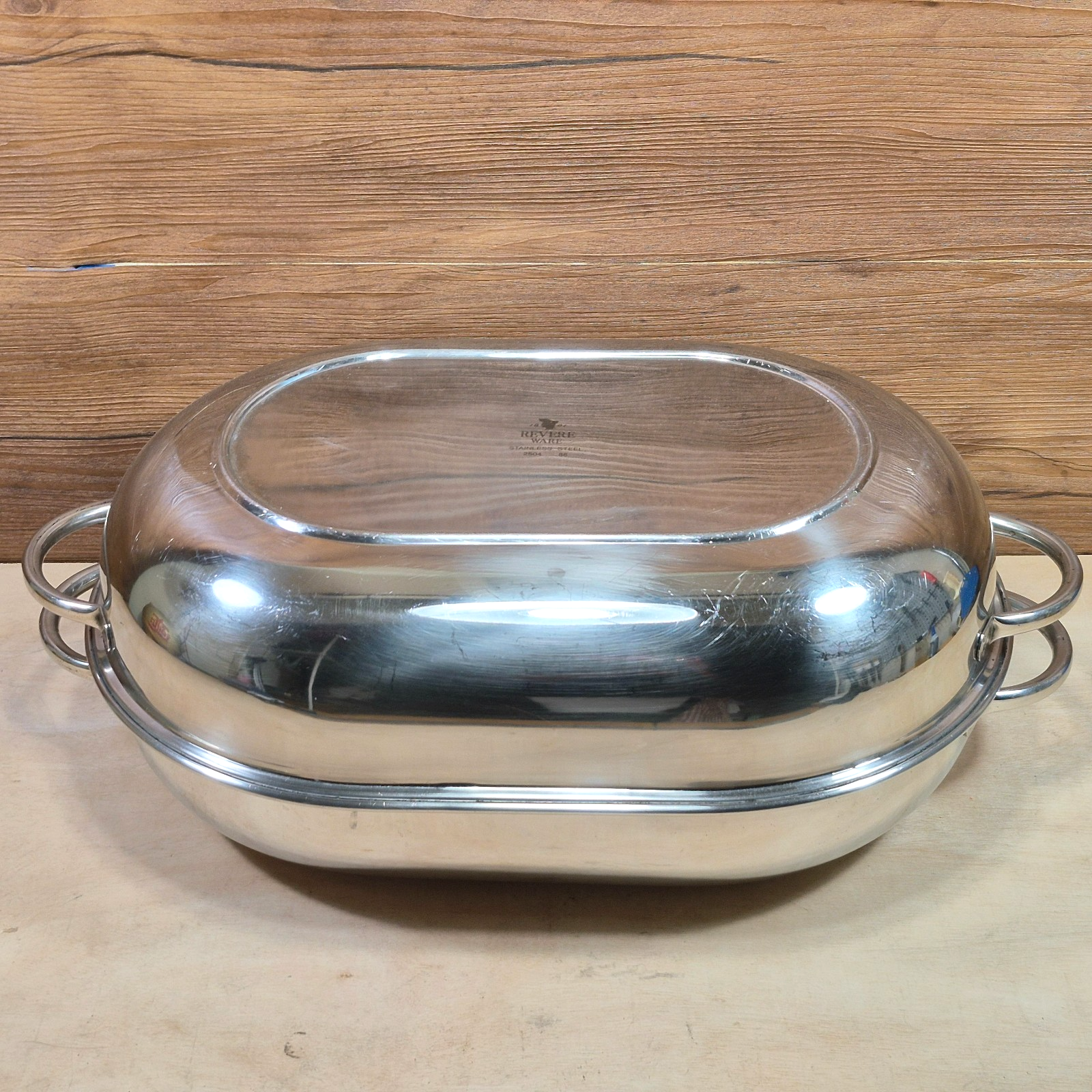 Vintage Revere Ware Roaster Pan #2504 Stainless Steel Domed No Rack