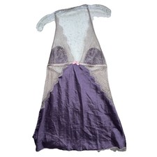 Victoria  s Secret VS Babydoll Lace SHEER Nighty Nightgown Size Medium Satin