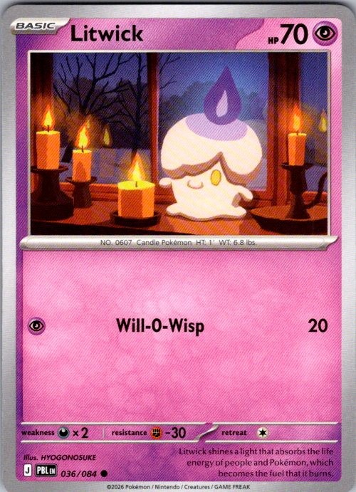 Litwick 036/084 Common Pitch Black Pokemon Near Mint