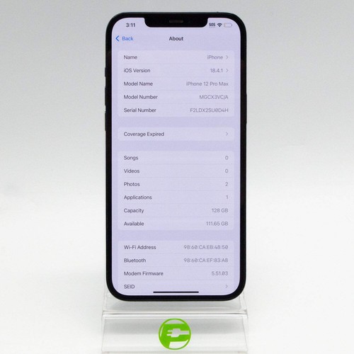 Apple iPhone 12 Pro Max 128 Go 18.4.1 bleu Pacifique débloqué MGCX3V/CA - Photo 2 sur 8