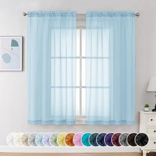 Sheer Curtains 63 Inch Length 2 Panels, Light 42"W x 63"L Pack of 2 Sky Blue