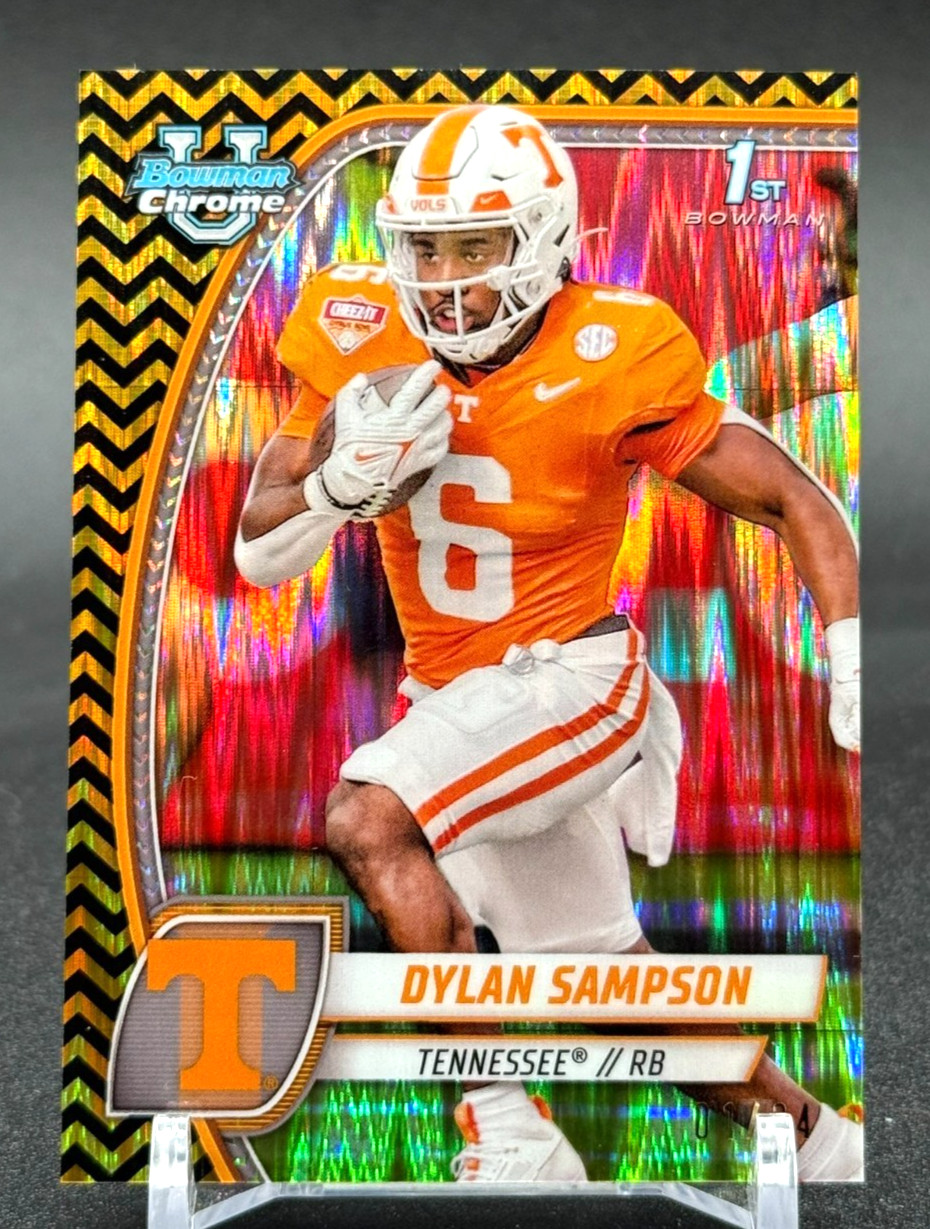 2024 Bowman University Chrome Dylan Sampson Black and Gold Stealth Refractor /24