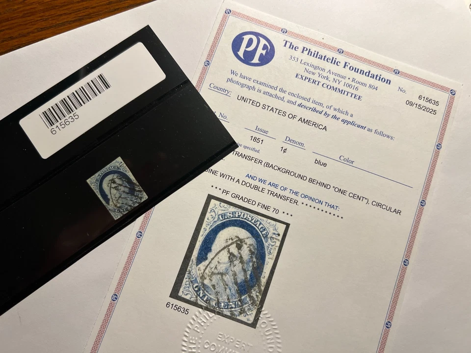 US STAMP #9 - 1852 -  Graded FINE 70 with  PF Certificate - Image 3 of 3