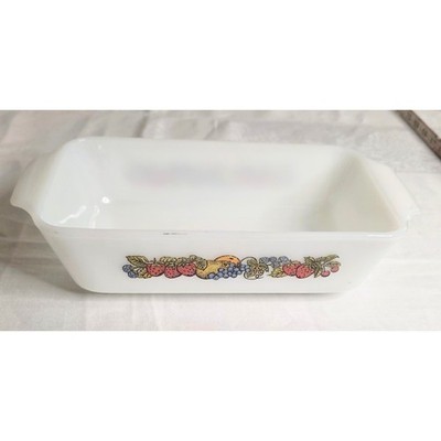 Vintage Anchor Hocking Fire King Casserole Dish Nature's Bounty 1 Qt. Rectangle
