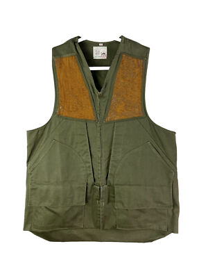 Vintage DuxBak Men’s Hunting Vest Green Canvas Zip-Up Sleeveless