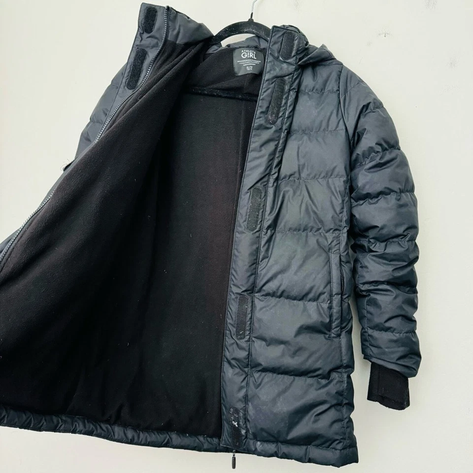 Athleta Girl black down puffer zip up jacket 90% goose down size XL - Image 4 of 4