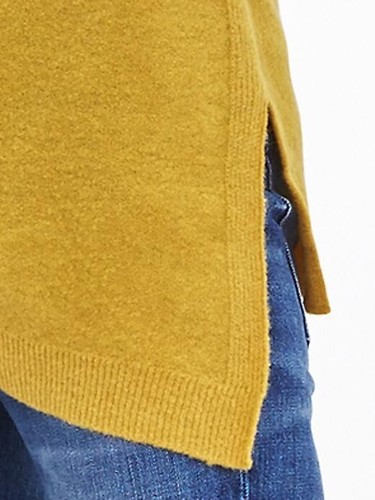 Suéter Largo Asimétrico Banana Republic, Hebilla, Mostaza Amarilla, Talla L, Nuevo con Etiquetas - Imagen 6 de 6
