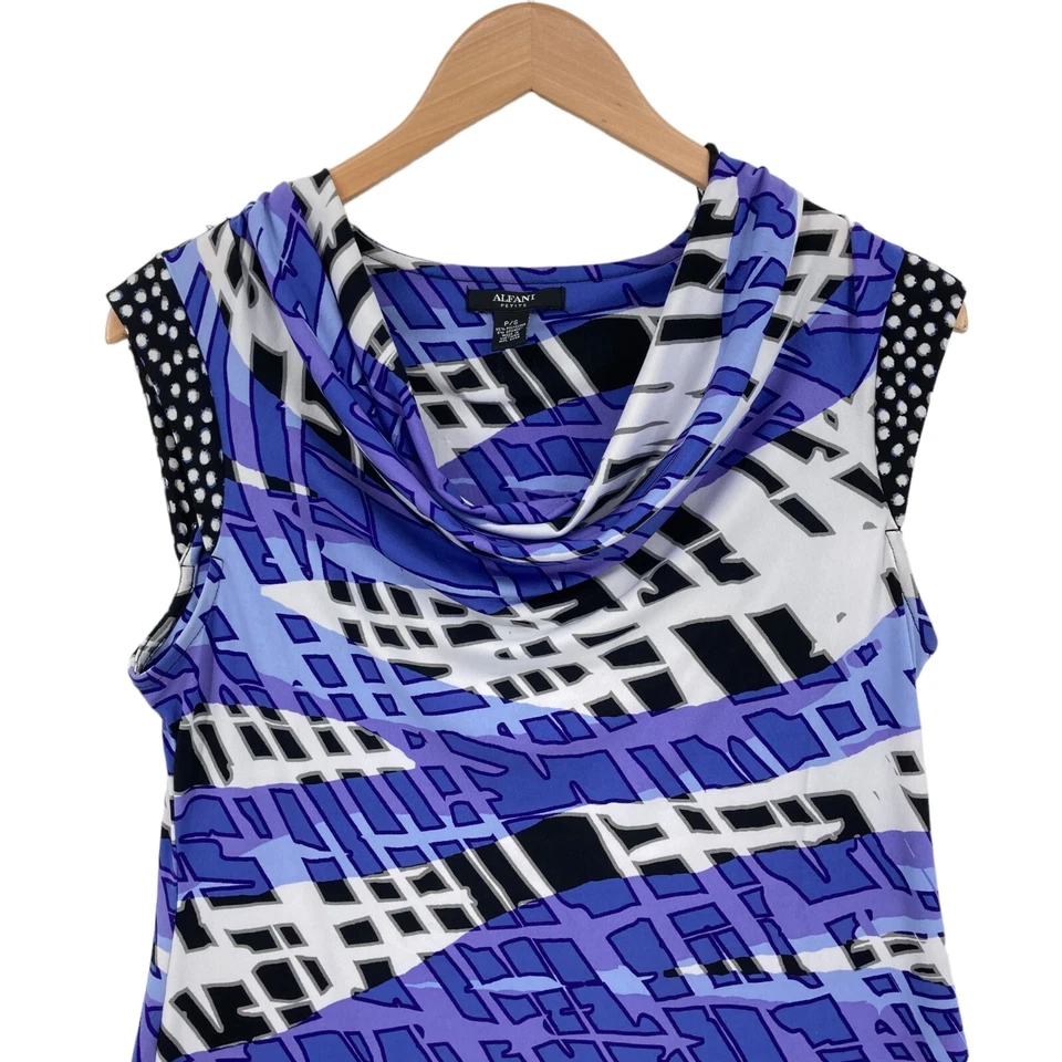 Alfani Long Top Womens Petite Small Abstract Cowl Neck Sleeveless Pullover - Image 4 of 4