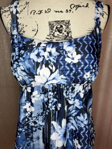SWIMSUITS FOR ALL Blue Floral Slimming TANKINI SWIM TOP 12 New Soft Cup Bra