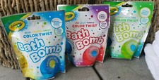 LOT of 3 Crayola Color Twist Bath Bomb Fizz for Kids Multiple Colors Scents New