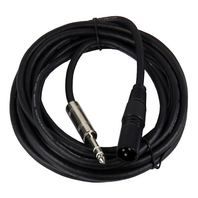15ft XLR 3-Pin Male to 6.35mm 1/4 Mono Cable Shield TRS Stereo Audio Gutar Cable