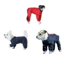 Waterproof Nylon Dog Trouser Suit  Dog Coat Red Black or Navy