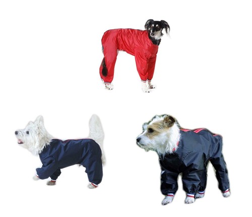 Waterproof Nylon Dog Trouser Suit Dog Coat Red Black or Navy