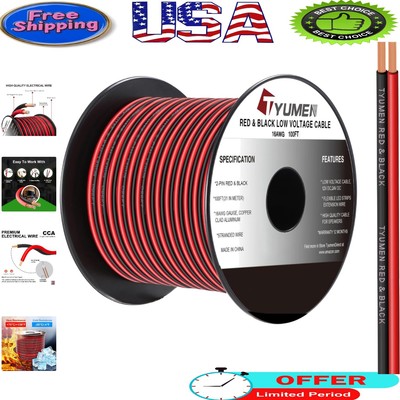 Durable 100FT 16/2 AWG Stranded Wire - Perfect for Electrical Hookups