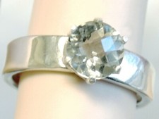 Natural Green Prasiolite Size 6.5 Ring 925 Sterling Silver Checker Cut USA Made