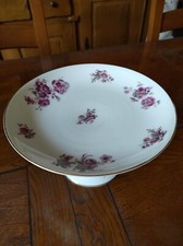 Coupe sur pied porcelaine tchèque Epiag Czechoslovakia fleurs et or