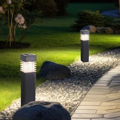 Außen Solarleuchte Gartenlampe grau LED Wegeleuchte Terrassenleuchte 4er Set - Bild 4 von 12
