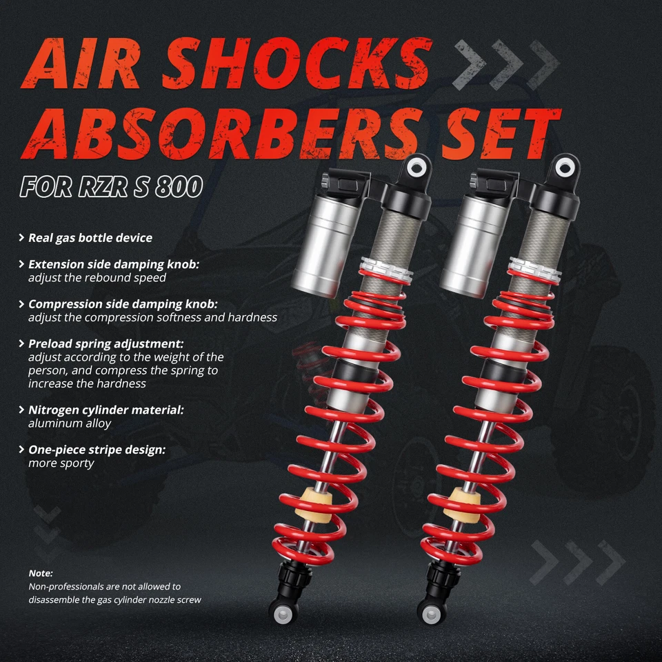 UTV STAGE 5 FRONT AIR SHOCKS ABSORBERS FOR 2009-2014 POLARIS RZR S 800 EFI 4 800 - Image 3 of 4