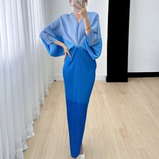 Long Dress Summer Pleated Bat Sleeve Dress Women's Elegant Party Gown Dress