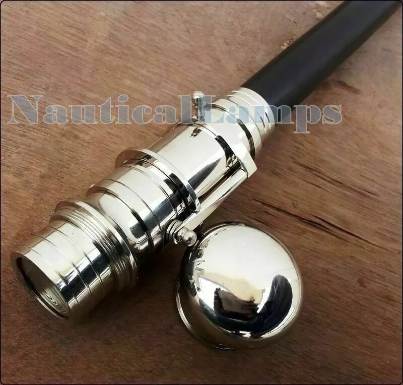 Solid Brass Silver Finished Telescope Head Handle… - image 4