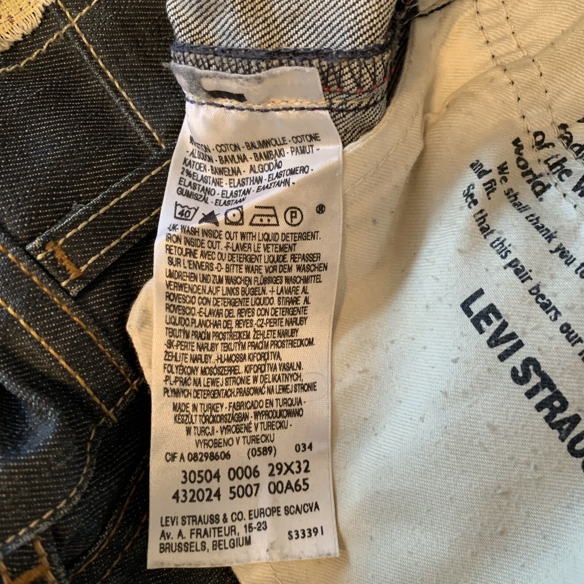 Levi's 504 Straight Mens Size 29 x 32 Zipper Waist Pocket Denim