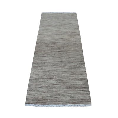 2'6'' x 6'5'' Brown Shades Flat Weave Kilim Pure Wool Hand Woven Runner Rug R53866