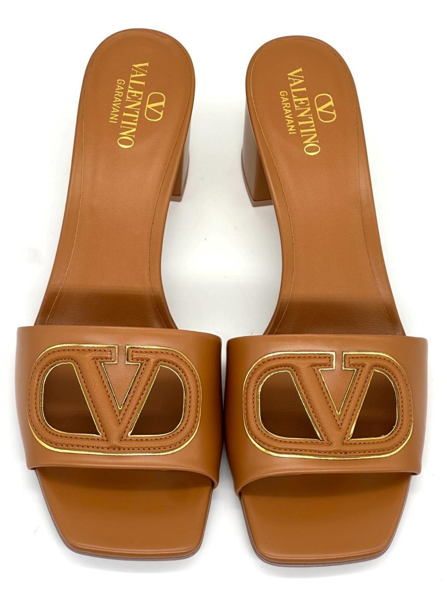 Valentino Garavani V Logo VLOGO Cutout Block Heel Mules