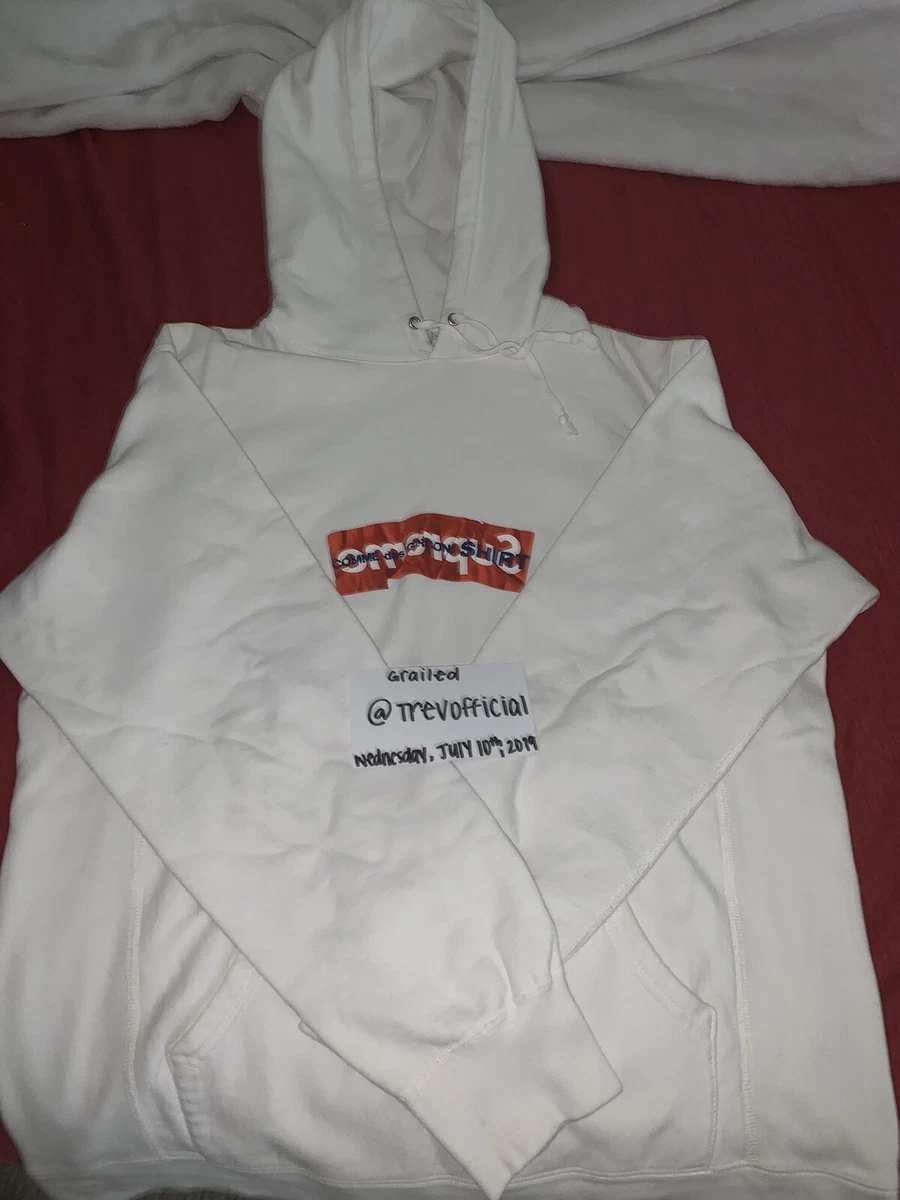 100 AUTHENTIC Supreme X CDG Box Logo Hoodie White