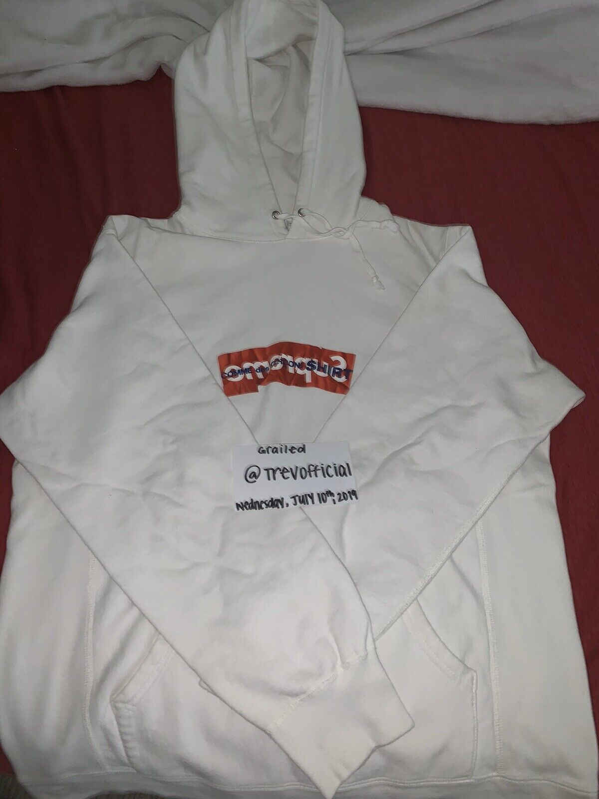 100% AUTHENTIC Supreme X CDG Box Logo Hoodie- White
