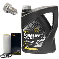 MotoröL Set 5W30 5 Liter + ÖLfilter SH 4041 L + Schraube FüR Audi A4 A6 Avant