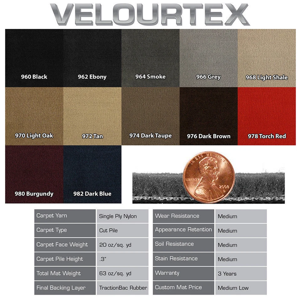 Tapetes de assoalho para tapete GMC Sierra 2 peças Velourtex - escolha da cor e logotipo do tapete - Imagem 3 de 4